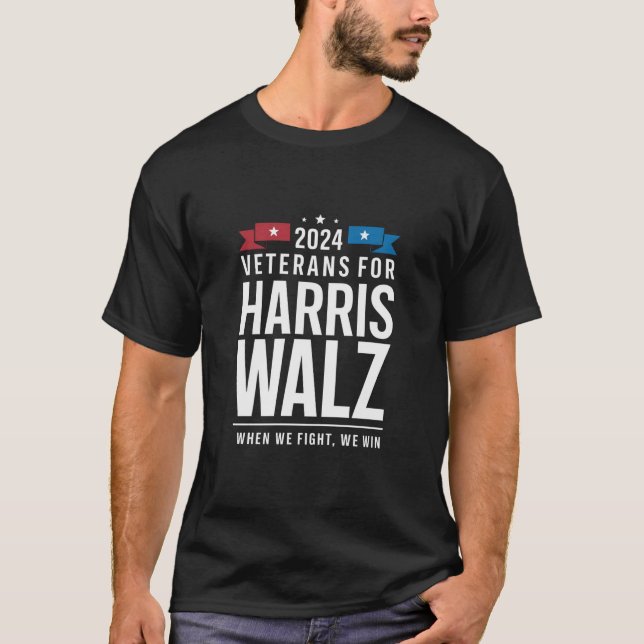 Veteraner för Harris Walz 2024 Presidenten T Shirt (Framsida)