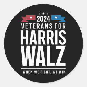 Veteraner för Harris Walz 2024 Presidentvalet Runt Klistermärke