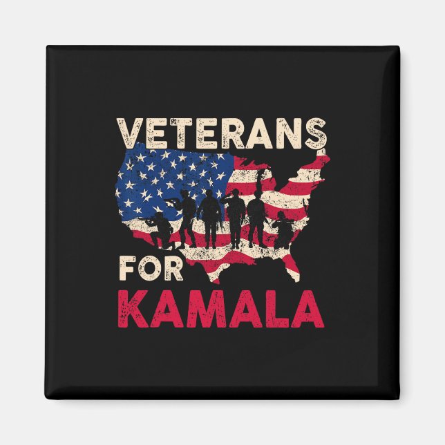 Veteraner för Kamala American Flagga Army Support  Magnet (Framsidan)