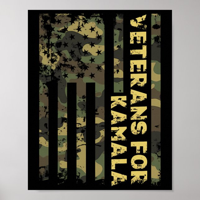Veteraner för Kamala Camouflage American Flagga Ha Poster (Framsidan)