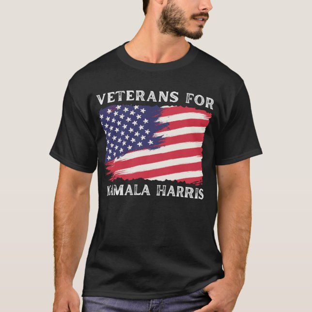 Veteraner för Kamala Harris 2024 Val USA flagga T Shirt (Framsida)