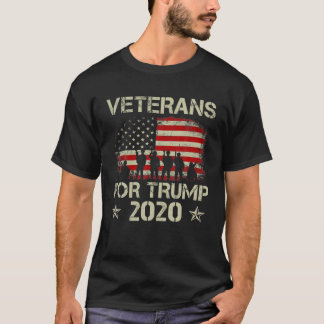 Veteraner for Trump 2020 Vintage American Flagga P T Shirt
