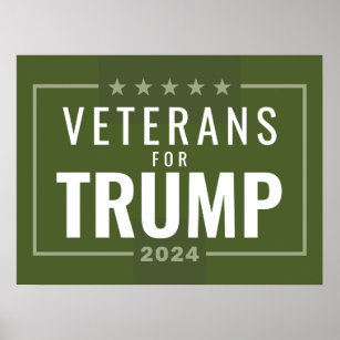 Veteraner för Trump 2024 - oliv grönt Poster