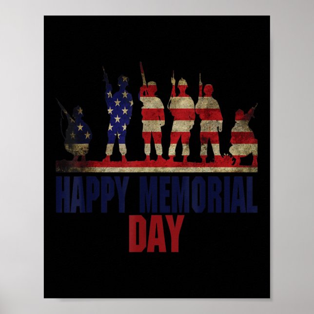 Veteraner Glad minnesdag Flagga  Poster (Framsidan)
