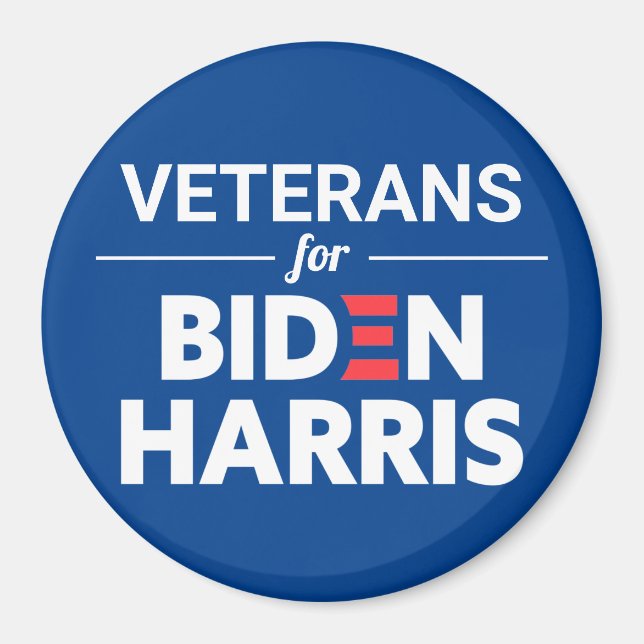 Veteraner i Anpassningsbarna Biden Harris Text Blu Magnet (Framsidan)