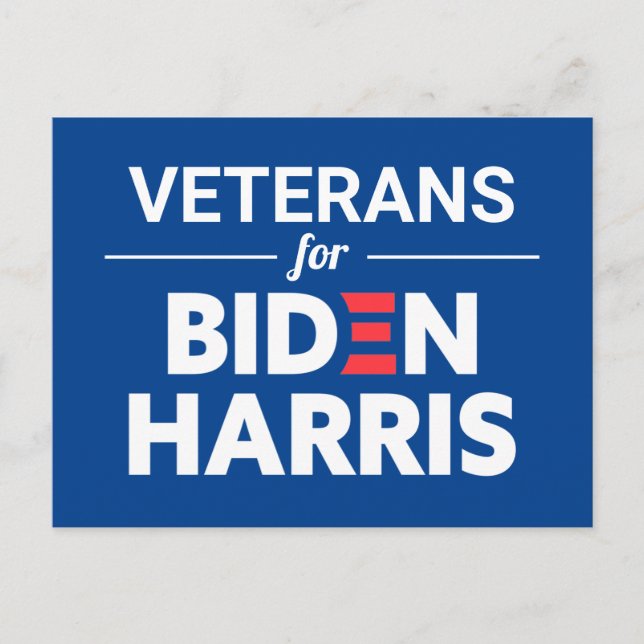 Veteraner i Anpassningsbarna Biden Harris Text Blu Vykort (Framsida)