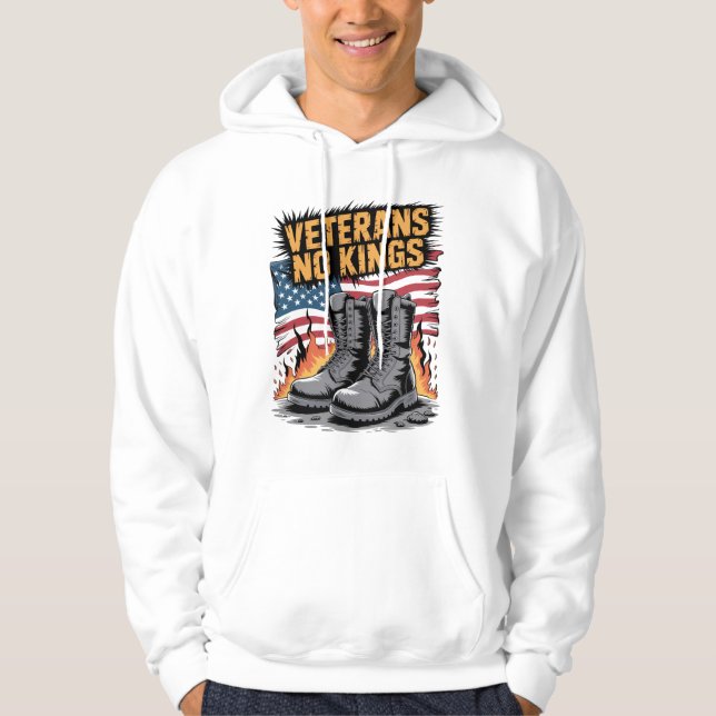 Veteraner Inga Kungar USA Flagga Hoodie (Framsida)