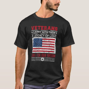 Veteraner Kärlek för vår Nation USA flagga Proud A T Shirt
