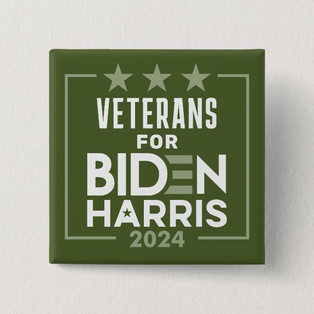 Veteraner Oliv grönt för Biden Harris - 2024 Knapp (Framsida)