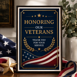 Veteraner | Patriotisk Tacksamhetskort för Hjältar Poster