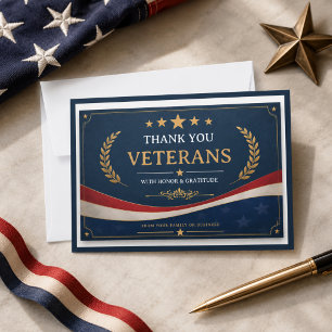 Veteraner Patriotiskt Tacksamhetskort för Hjälta Tack Kort