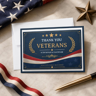 Veteraner | Patriotiskt Tacksamhetskort för Hjälta Tack Kort