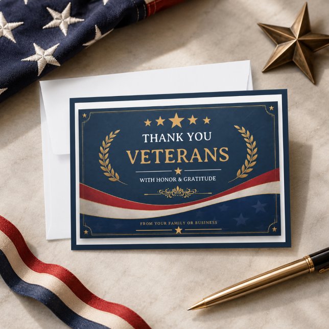 Veteraner | Patriotiskt Tacksamhetskort för Hjälta Tack Kort (Veterans | Patriotic Appreciation Card for Heroes
)
