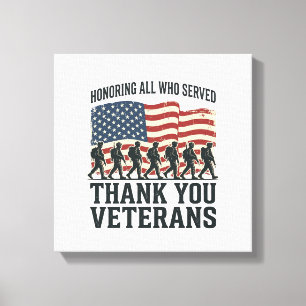 Veteraner Tack Amerikansk Patriotisk Militär Flagg Canvastryck