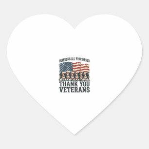 Veteraner Tack Amerikansk Patriotisk Militär Flagg Hjärtformat Klistermärke