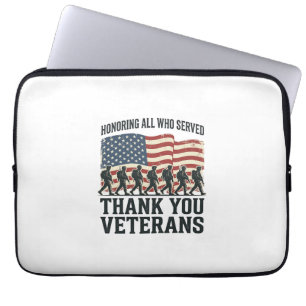 Veteraner Tack Julkläder Patriotisk Militär Flagga Laptop Fodral