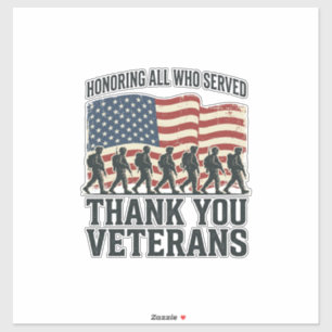 Veteraner Tack Patriotisk Militär Flagg T-Shirt D Klistermärken