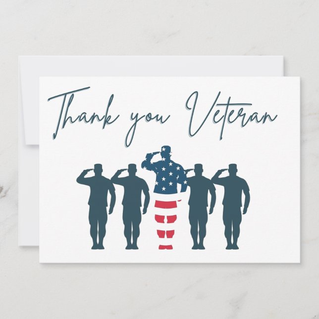 Veteraner Tack | Patriotisk Tacksamhet Kort (Framsida)
