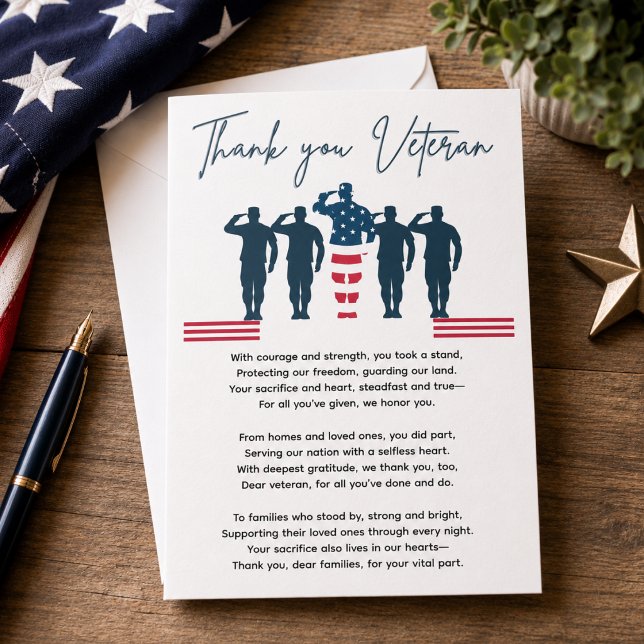 Veteraner Tack | Patriotisk Tacksamhet Kort (Veterans Thank You | Patriotic Appreciation Card
)