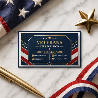 Veteraner Tack | Patriotiskt Militärt firande Visitkort