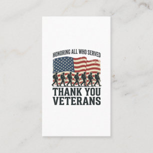 Veteraner Tack Patriottisk Militär Flagg T-Shirt D Visitkort