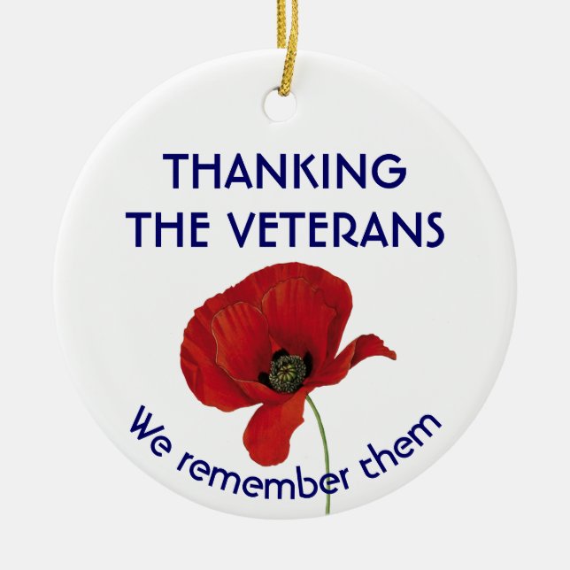 VETERANER Vi Minns Dem Vallmo Julgransprydnad Keramik (Framsidan)