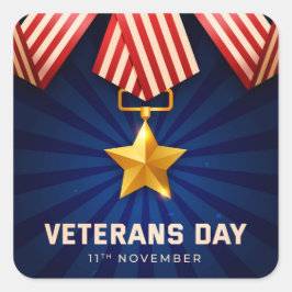 Veteranernas dag fyrkantigt klistermärke