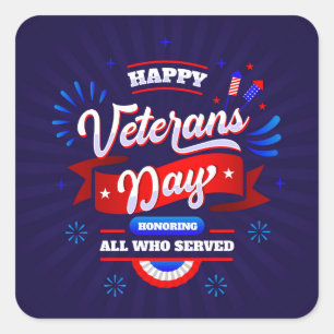 Veteranernas dag fyrkantigt klistermärke