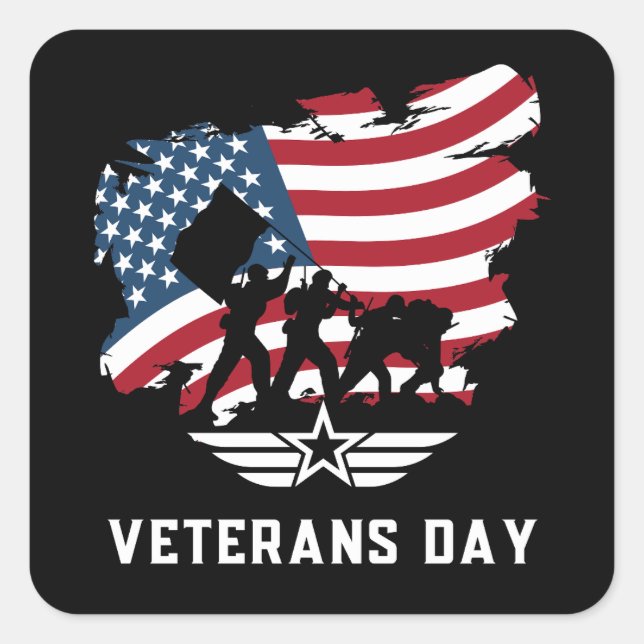 Veteranernas dag fyrkantigt klistermärke (Framsida)