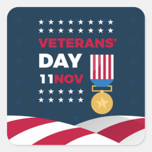 Veteranernas dag - hedra alla som tjänstgjorde fyrkantigt klistermärke