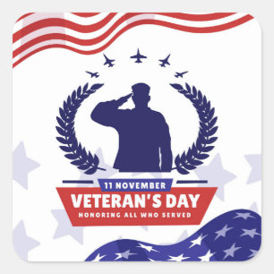 Veteranernas dag - hedra alla som tjänstgjorde fyrkantigt klistermärke