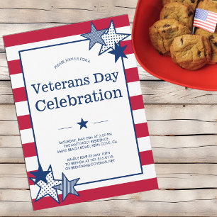 Veteranernas dag i Stars och stripes, fetstil, pat Inbjudningar