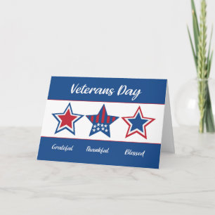 Veteranernas dag tacksam och välsignad patriotisk kort