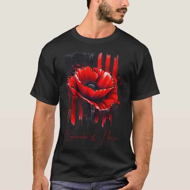 Veteranernas Day 2024 Usa Memorial Day Red Poppy F T Shirt (Framsida)