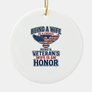 Veteranfrus heder patriotiska örn skjorta julgransprydnad keramik