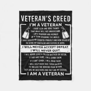 Veteran's Creed Patriot Krig Usa Ed Grandpa  Fleecefilt