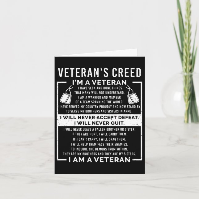 Veterans Creed Patriot Krig Usa Oath Grandpa Kort (Framsida)