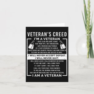 Veterans Creed Patriot Krig Usa Oath Grandpa Kort
