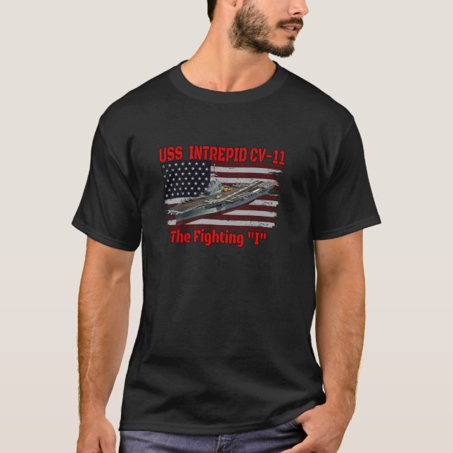 Veterans Day Aircraft Carrier USS Intrepid CV 11 W T Shirt (Framsida)