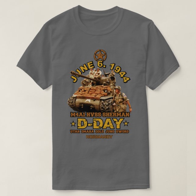 VETERANS DAY DDAY 1944 HVSS SHERMAN T SHIRT (Design framsida)