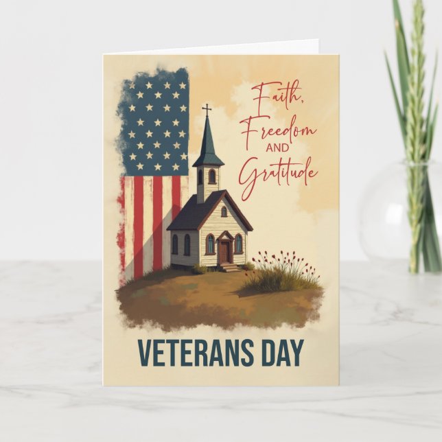 Veterans Day Faith Freedom and Gratitude Chapel Kort (Framsida)
