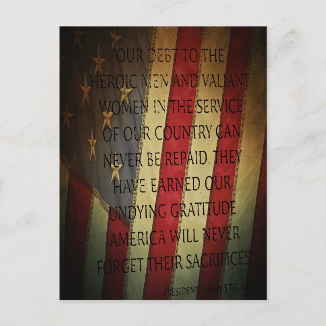 Veterans Day Harry S. Truman Vykort (Framsida)