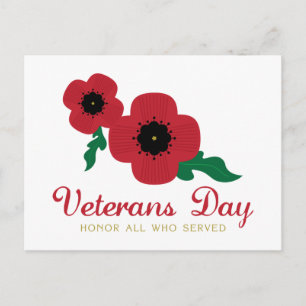Veterans Day Honor Flowers Vykort