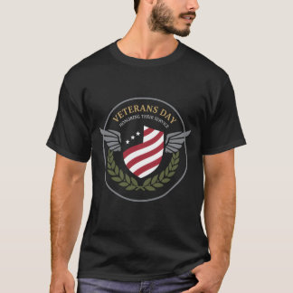 Veterans Day Honoring Service Shield Wings T Shirt