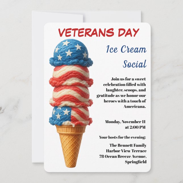 Veterans Day | Ice cream social party Inbjudningar (Framsida)