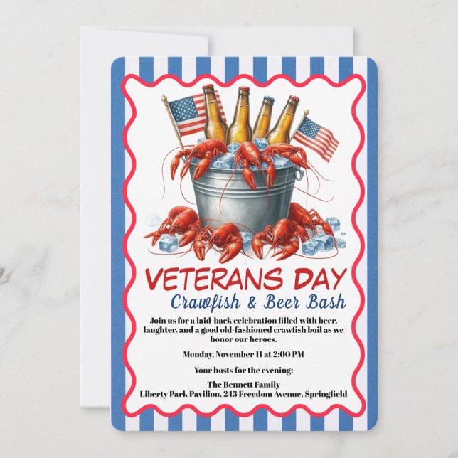 Veterans Day Invitation | Crawfish & Beer Party Inbjudningar (Framsida)