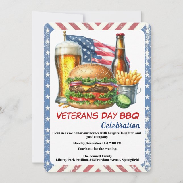 Veterans Day Invitation | Honoring Heroes BBQ Inbjudningar (Framsida)