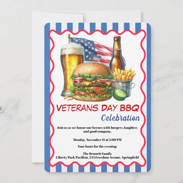 Veterans Day Invitation | Honoring Heroes BBQ Inbjudningar (Framsida)