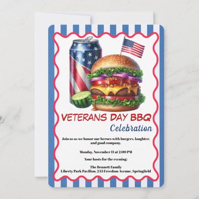Veterans Day Invitation | Honoring Heroes BBQ Inbjudningar (Framsida)