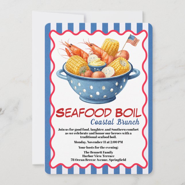 Veterans Day Invitation | Seafood Boil Celebration Inbjudningar (Framsida)